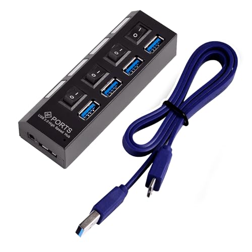 OcioDual Splitter mit 4-Fach Externer USB 3.0/2.0 Hub Schwarz Verteiler Datenübertragung Portable Datenhub Super High Speed SS OcioDual Splitter mit 4-Fach Externer USB 3.0/2.0 Hub Schwarz Verteiler Datenübertragung Portable Datenhub Super High Speed SS von OcioDual