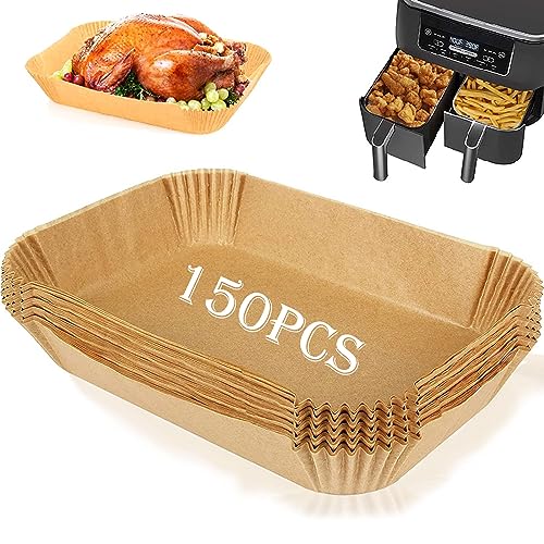 150 Stück Backpapier für Heißluftfritteuse Rechteckig, Ölfest Antihaft Air Fryer Paper, Air Fryer Paper Geeignet, Airfryer Backpapier, Airfryer Backpapier für AF300EU, AF400EU, Dual Zone Airfryer von Ockyunoo