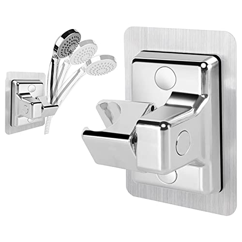 360° Verstellbarer Brausehalter, Handbrause Halterung Ohne Bohren Kleber, Verstellbarer Brausehalter Duschhalterung, Universell Brausehalter, Handbrause Halterung, für Handbrause, Duschkopf (Silber) von Ockyunoo