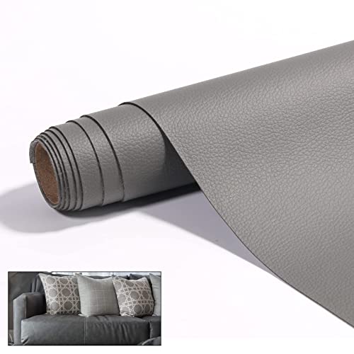 Leder Patch Kit, 60 x 137cm Leder Patch Selbstklebend, Leder Patch Kit Lederflicken, Selbstklebender Leder Reparatur Patch, Selbstklebende PU-Folie Möbel, für Sofas, Autositze, Bürostuhl (Dunkelgrau) von Ockyunoo