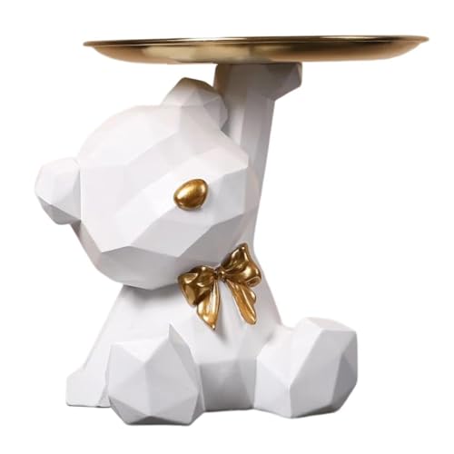 Ockyunoo Bär Skulptur mit Tablett - Dekorative Figur mit Metallschale für die Meisten Anlässe Geeignet von Ockyunoo