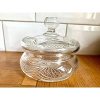 Art Deco Klarglas Deckelschale Art Deco Klarglas Deckelschale von Ocovintage