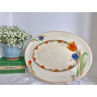 Art Déco. Myott. Servierplatte Von Staffordshire. Tulpe Verziert von Ocovintage