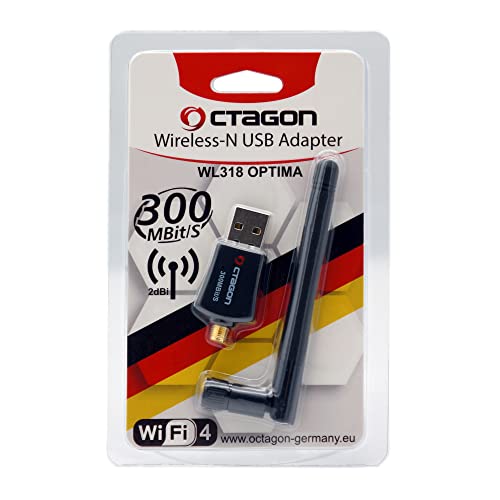 Octagon WL318 Optima WLAN 300 Mbit/s +2dBi Antenne USB 2.0 Adapter mit 2.4 GHz Band, VU+, Gigablue, Protek und weitere Sat-Receiver mit Linux E2 OS und Computer, schwarz Octagon WL318 Optima WLAN 300 Mbit/s +2dBi Antenne USB 2.0 Adapter mit 2.4 GHz Band, VU+, Gigablue, Protek und weitere Sat-Receiver mit Linux E2 OS und Computer, schwarz von Octagon