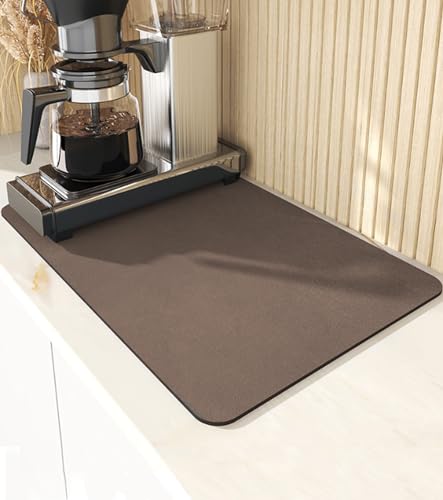 Octonyluck Kaffeemaschine Abtropfmatte, Saugfähige Abtropfmatte Geschirr, Schnelltrocknend Trockenmatte für Kaffeemaschine, Küche, Spüle, Bad, Braun, 40 x 50cm von Octonyluck