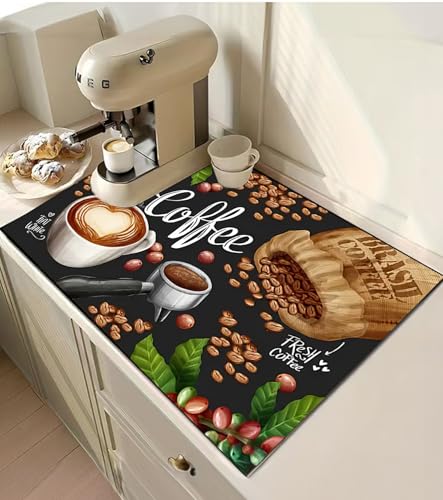 Octonyluck Kaffeemaschine Abtropfmatte, Schnelltrocknend Abtropfmatte Geschirr, Saugstarke Trockenmatte für Kaffeemaschine, Küche, Spüle, Bad, 40 x 50cm von Octonyluck