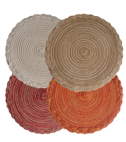 Octonyluck Tischsets Rund Abwaschbar 4er Set - Platzdeckchen Rutschfest, Herbst Rundes Baumwoll-Platzsets, Boho-Tischsets, Durchmesser 38cm Octonyluck Tischsets Rund Abwaschbar 4er Set - Platzdeckchen Rutschfest, Herbst Rundes Baumwoll-Platzsets, Boho-Tischsets, Durchmesser 38cm von Octonyluck