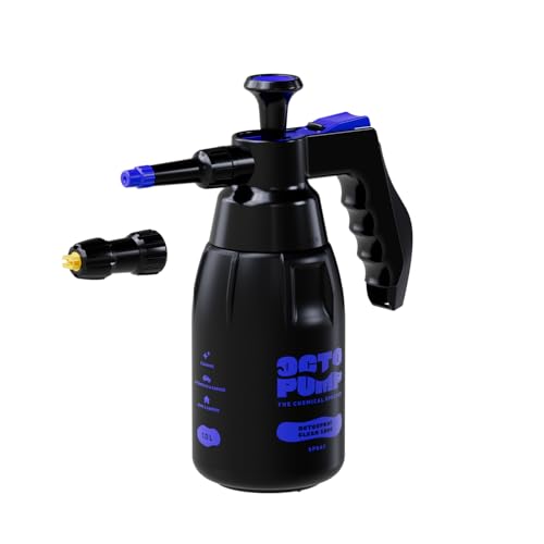 OctoSpray Clean 1000 | Premium-Drucksprüher mit Zerstäuber und extra Flachstrahldüse | 1000 ml | Geeignet für alkalische Medien und Reiniger | Haus, Garten, Werkstatt und Industrie | Made in Germany von Octopump