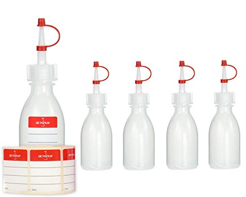 5x 50 ml Octopus Tropfflaschen Kunststoffflaschen, Plastikflaschen aus LDPE mit Spritzverschluss, Laborflaschen mit Tropfverschluss, leere Spritzflaschen von Octopus