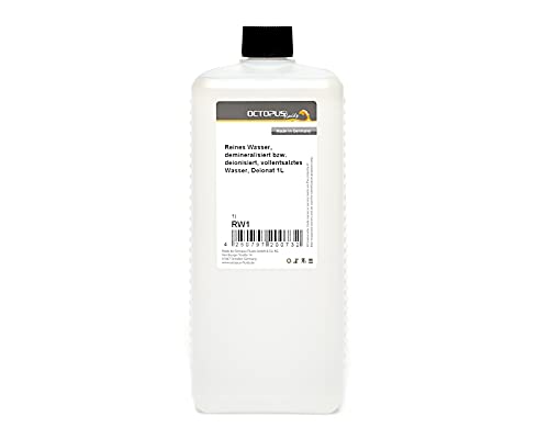 Reines Wasser, Deionat, demineralisiert bzw. deionisiert für Kühlanlagen, Kühler, Bügeleisen, Dampfreiniger 1L von Octopus Fluids