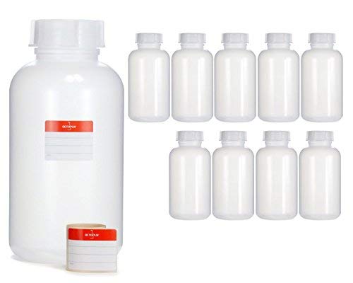 Octopus 10x 2000 ml Weithalsflaschen aus LDPE mit Schraubverschluß, Leere 2 Liter Chemiekalienflaschen, Laborflaschen mit Deckel als Aufbewahrungsbehälter für Labor, Küche oder Hobby Octopus 10x 2000 ml Weithalsflaschen aus LDPE mit Schraubverschluß, Leere 2 Liter Chemiekalienflaschen, Laborflaschen mit Deckel als Aufbewahrungsbehälter für Labor, Küche oder Hobby von Octopus