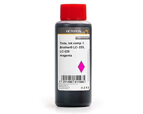 250ml Nachfülltinte, Druckertinte kompatibel für Brother LC- 223, LC-225 Druckerpatronen magenta, für Brother MFC-J 4420 DW, J 4425 DW, J 4620 DW, J 4625 DW, J 5320 DW, J 5600 Series, J 5620 DW, J 5625 DW, J 5720 DW , kein OEM von Octopus