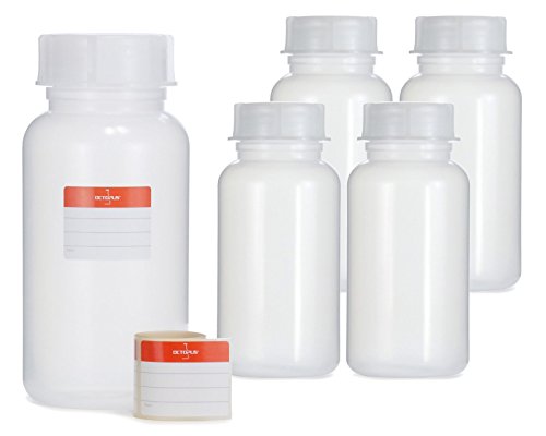Octopus 5X 1000 ml Weithalsflaschen aus LDPE mit Schraubverschluß, Leere 1 Liter Chemiekalienflaschen, Laborflaschen mit Deckel als Aufbewahrungsbehälter für Labor, Küche oder Hobby Octopus 5X 1000 ml Weithalsflaschen aus LDPE mit Schraubverschluß, Leere 1 Liter Chemiekalienflaschen, Laborflaschen mit Deckel als Aufbewahrungsbehälter für Labor, Küche oder Hobby von Octopus