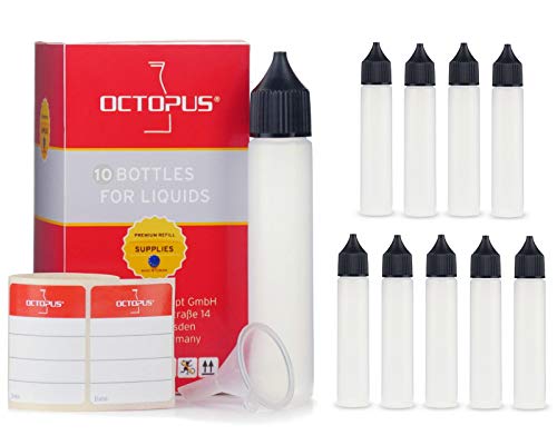 Octopus 10 x 30 ml Quetschflaschen mit Trichter + Etiketten, weiche LDPE Dosierflaschen, Plastikflaschen + Schwarze Deckel, Malflasche, Stiftflaschen Octopus 10 x 30 ml Quetschflaschen mit Trichter + Etiketten, weiche LDPE Dosierflaschen, Plastikflaschen + Schwarze Deckel, Malflasche, Stiftflaschen von Octopus