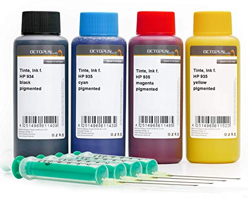 Octopus 4X 100 ml Druckertinte kompatibel für HP 934, 935 Druckerpatronen, Nachfülltinte für HP Officejet PRO 6820, PRO 6800 Series, PRO 6830, PRO 6230 Schwarz, Cyan, Magenta, Yellow (kein OEM) von Octopus