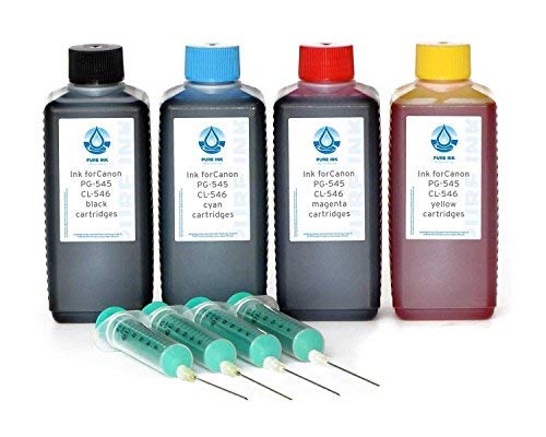 PureInk Nachfülltinte, Druckertinte kompatibel für Canon PG-545 schwarz PG-545XL schwarz CL-546 Color CL-546XL Color Druckerpatronen, 4X 100 ml (Non OEM) von Octopus
