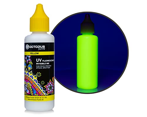 Octopus UV Fluoreszierende, unsichtbare Tinte kompatibel für Piezo Drucker Epson und Brother, gelb von Octopus