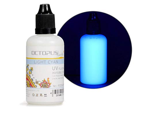 Octopus UV Fluoreszierende, unsichtbare Tinte kompatibel für Epson und Brother Drucker, Light Cyan von Octopus