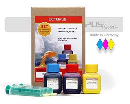 Tinten Nachfüllset, Nachfülltinte kompatibel für Canon CL-541, CL-541XL Druckerpatronen Color 150 ml, Non-OEM Tinten Nachfüllset, Nachfülltinte kompatibel für Canon CL-541, CL-541XL Druckerpatronen Color 150 ml, Non-OEM von Octopus