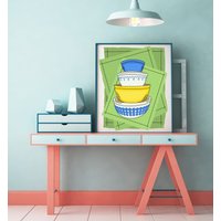 Pyrex Americana Bowl Stack Illustration Kunstdruck von EhrynSka