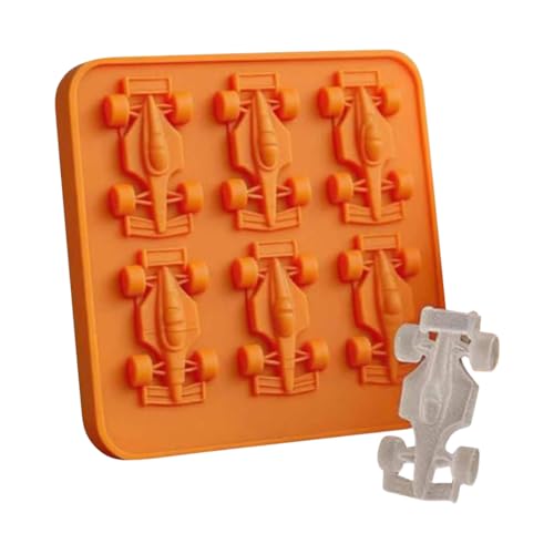 3D-Formel Rennwagen Silikonform mit 6-Cavity-Autobandwürfel for Süßigkeiten (orange) (orange) von Ocuuer