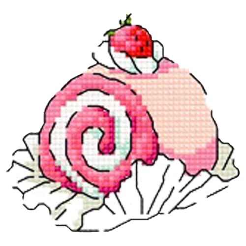 Ocuuer Erdbeer -Roll -Kuchen -Kühlschrank -Magnet -Kreuzstich -Kit DIY Stickerei Geschenke (1) von Ocuuer
