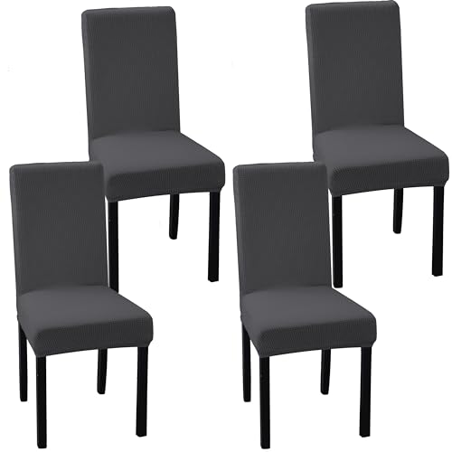 Ocves Stuhlhussen für Esszimmer, 4 oder 6 Stück, dehnbar, Esszimmerstuhlhussen, abnehmbar, waschbar, Stuhlschoner für Bankett, Küche, Party und Zuhause (Grau, 4 Stück) von Ocves