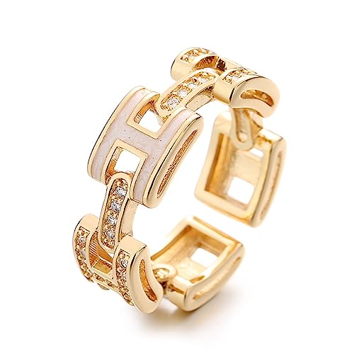 Licht Luxus Mikro-Set Zirkon Muschel Gold Offene Ringe Trendiger Schmuck Für Frauen Finger Vogue und Einfaches Ring Geschenk von OdDdot