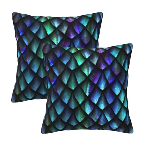 OdDdot 3D-Kissenbezüge mit magischem Drachenschuppen-Muster, dekorative Kissenbezüge für Couch, Bett, Sofa, Bauernhaus, 45,7 x 45,7 cm, 2 Stück von OdDdot