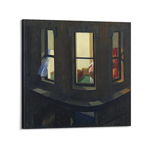 OdDdot Edward Hopper Maler-Kunstwerk – (Nachtfenster) Druckposter Geschenke Leinwand Malerei Wandkunst Dekorative Bild Drucke Moderne Dekoration 60 x 60 cm von OdDdot