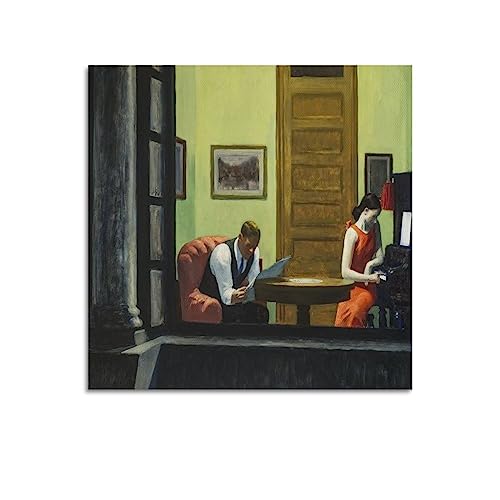 OdDdot Edward Hopper Maler-Kunstwerk – (Zimmer in New York) Druckposter Wandkunst Gemälde Leinwand Geschenk Wohnzimmer Drucke Schlafzimmer Dekor Kunstwerke 30 x 30 cm von OdDdot