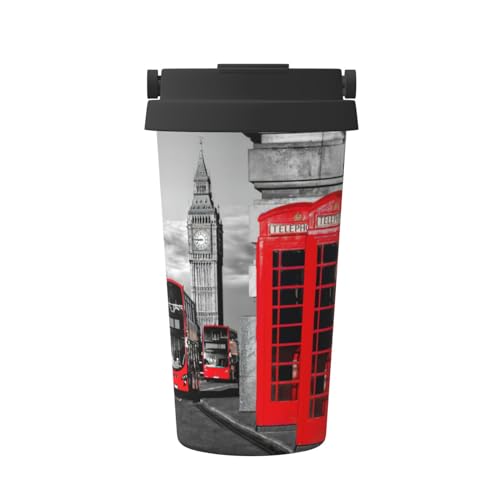 OdDdot England UK Retro London Telefondruck Reise Kaffeebecher Isolierte Kaffeetasse Wiederverwendbare Kaffeetassen Vakuum Edelstahlbecher von OdDdot