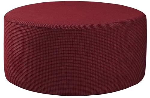 Hockerbezug Rund Fußhocker Bezug Ottomane Rund Schonbezug 40/50/60cm Stretch Jacquard Husse für Fußhocker Ottomanischer Hocker-Bezug Überzug Hocker Protector Waschbar(#10,40x40cm/16x16in) von Odaima
