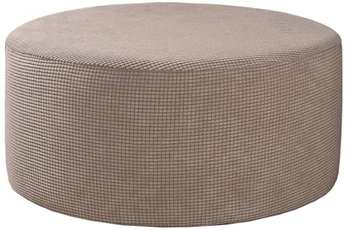 Hockerbezug Rund Fußhocker Bezug Ottomane Rund Schonbezug 40/50/60cm Stretch Jacquard Husse für Fußhocker Ottomanischer Hocker-Bezug Überzug Hocker Protector Waschbar(#2,40x40cm/16x16in) von Odaima