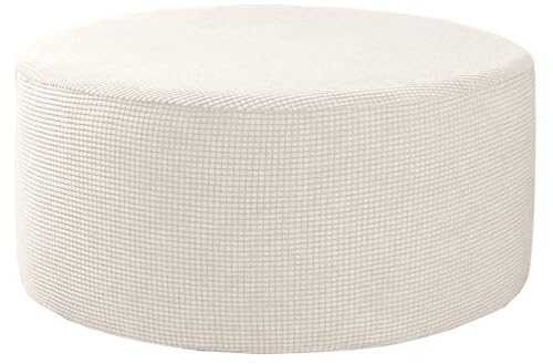 Hockerbezug Rund Fußhocker Bezug Ottomane Rund Schonbezug 40/50/60cm Stretch Jacquard Husse für Fußhocker Ottomanischer Hocker-Bezug Überzug Hocker Protector Waschbar(#4,40x40cm/16x16in) von Odaima