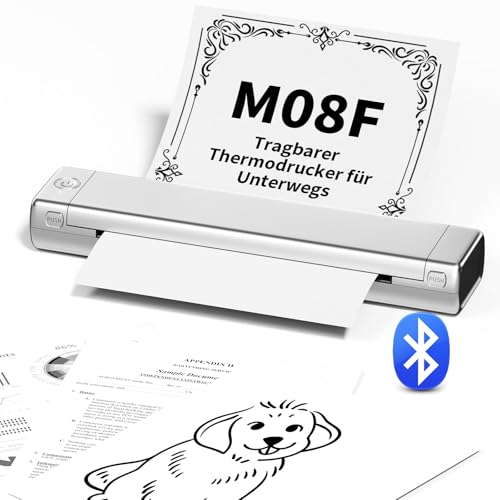 Odaro M08f Kabelloser Tragbarer Drucker Für Unterwegs, A4 Thermodrucker, Mobiler Bluetooth-Drucker, Unterstützt A4 Thermopapier, Kompatibel Mit Mobiltelefonen Und Computern Kompaktdrucker - Silber von Odaro