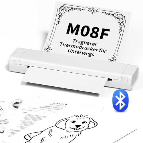 Odaro M08f Kabelloser Tragbarer Drucker Für Unterwegs, A4 Thermodrucker, Mobiler Bluetooth-Drucker, Unterstützt A4 Thermopapier, Kompatibel Mit Mobiltelefonen Und Computern Kompaktdrucker - Weiß von Odaro