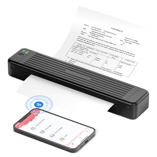 Odaro Tragbarer Kabelloser Bluetooth Drucker - P831 Business Reisedrucker, 300DPI Thermotransferdrucker ohne Tinte für Büro, Schule, Zuhause, Outdoor (Schwarz) von Odaro