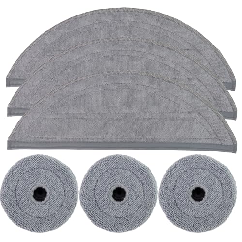 Odashen Ersatz-Mopp-Pads für Roborock Saros 10/G30 Roboter-Staubsauger-Mopp, Mikrofaser, waschbar, 3 Wischpads, 3 runde Wischmopps, 6 Stück von Odashen