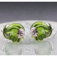 80Er Vintage Metallknäufe Grün Shabby Chic Möbelknäufe Kristallglas Knäufe Griffe 6Er Set von OddsAndKnobs