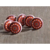 Seconds - Rot-Weiß-Mandala-Keramik-Schubladenknopf-Schrankknopf-Garderobengriffe Schrankgriffe Sets Von 2/4/6/8/10/12 von OddsAndKnobs