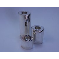 3-Teiliges Set Aus Sterlingsilber Überzogenen Zylinderförmigen Kerzenhaltern von OddsEndsandGoodStuff