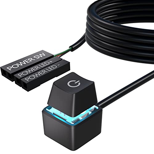 Oddtone PC-Einschaltknopf, Desktop Externer LED-Stromschalter Ein/Aus, 65-Zoll-Externer PC-Startknopf Computergehäuse für Computermotherboard von Oddtone