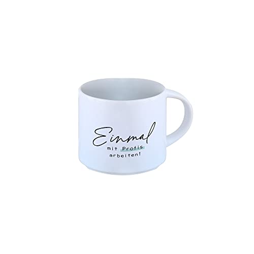 Odernichtoderdoch Tasse „Mit Profis arbeiten“ - Kaffeebecher aus Keramik mit Motiv - Volumen 0.4 l weiß von Odernichtoderdoch