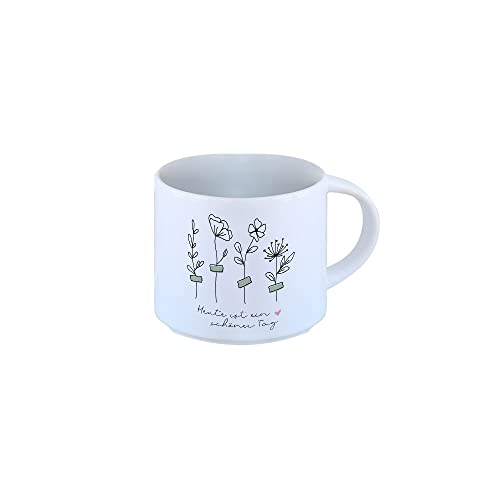 Odernichtoderdoch Tasse „Schöner Tag“ - Kaffeebecher aus Keramik mit Motiv - Volumen 0.4 l weiß von Odernichtoderdoch