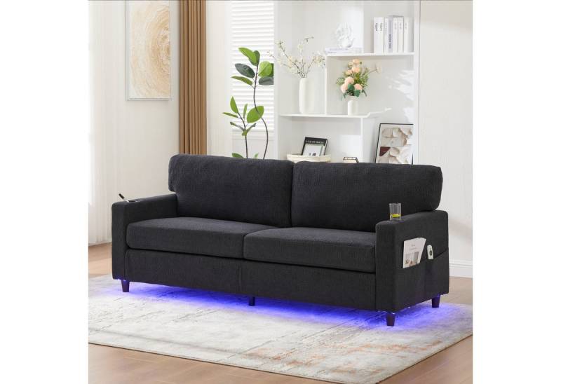 Odikalo 2-Sitzer Ecksofa mit LED und USB, Moderner 2-Personen Chenille-Sofa mit USB-C, LED-Ambiente, Getränkehaltern und Seitentaschen. Holz/Metall-Rahmen mit Komfortschaum. Ideal für Wohnzimmer, Schlafzimmer oder Büro. Mehrfarbig Odikalo 2-Sitzer Ecksofa mit LED und USB, Moderner 2-Personen Chenille-Sofa mit USB-C, LED-Ambiente, Getränkehaltern und Seitentaschen. Holz/Metall-Rahmen mit Komfortschaum. Ideal für Wohnzimmer, Schlafzimmer oder Büro. Mehrfarbig von Odikalo