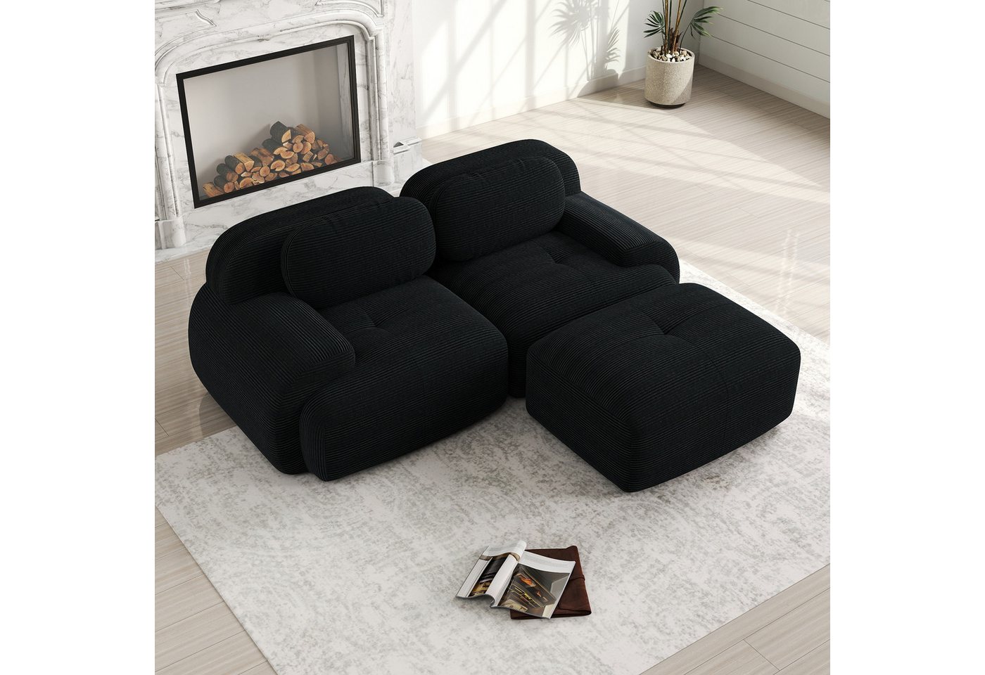 Odikalo 2-Sitzer Ecksofa modular kombinierbar, 82'' Ecksofa aus weichem Cordstoff, modular kombinierbar mit gebogenen Armlehnen, ohne Montage, hochelastische Schaumstoffpolsterung für Wohnzimmer, Ruhezonen und Schlafzimmer, Mehrfarbig Odikalo 2-Sitzer Ecksofa modular kombinierbar, 82'' Ecksofa aus weichem Cordstoff, modular kombinierbar mit gebogenen Armlehnen, ohne Montage, hochelastische Schaumstoffpolsterung für Wohnzimmer, Ruhezonen und Schlafzimmer, Mehrfarbig von Odikalo