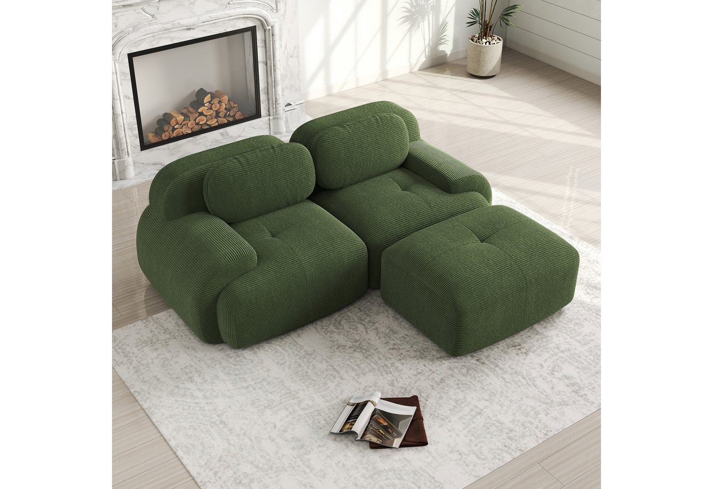Odikalo 2-Sitzer Ecksofa modular kombinierbar, 82'' Ecksofa aus weichem Cordstoff, modular kombinierbar mit gebogenen Armlehnen, ohne Montage, hochelastische Schaumstoffpolsterung für Wohnzimmer, Ruhezonen und Schlafzimmer, Mehrfarbig Odikalo 2-Sitzer Ecksofa modular kombinierbar, 82'' Ecksofa aus weichem Cordstoff, modular kombinierbar mit gebogenen Armlehnen, ohne Montage, hochelastische Schaumstoffpolsterung für Wohnzimmer, Ruhezonen und Schlafzimmer, Mehrfarbig von Odikalo