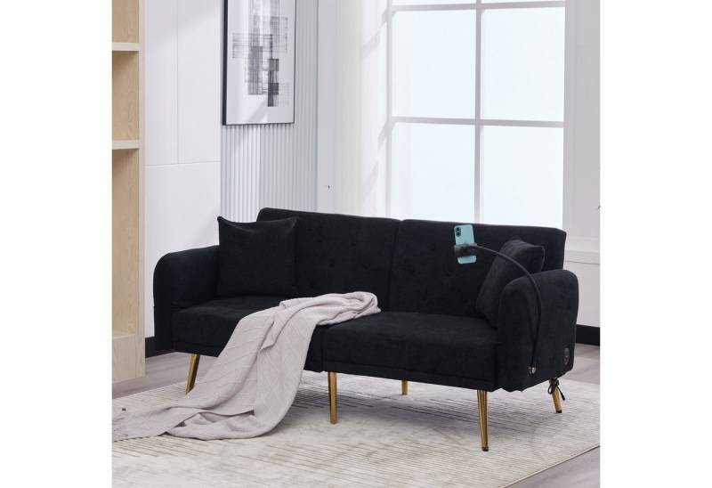 Odikalo 2-Sitzer Klappsofa Schlafsofa verstellbarer Rückenlehne, Multifunktionales Sofa-Bett für zwei Personen mit verstellbarer Rückenlehne, Handyhalter, Seitentasche, Metallbeinen – ein modernes Klappsofa als Sitzmöbel oder Gästebett. von Odikalo