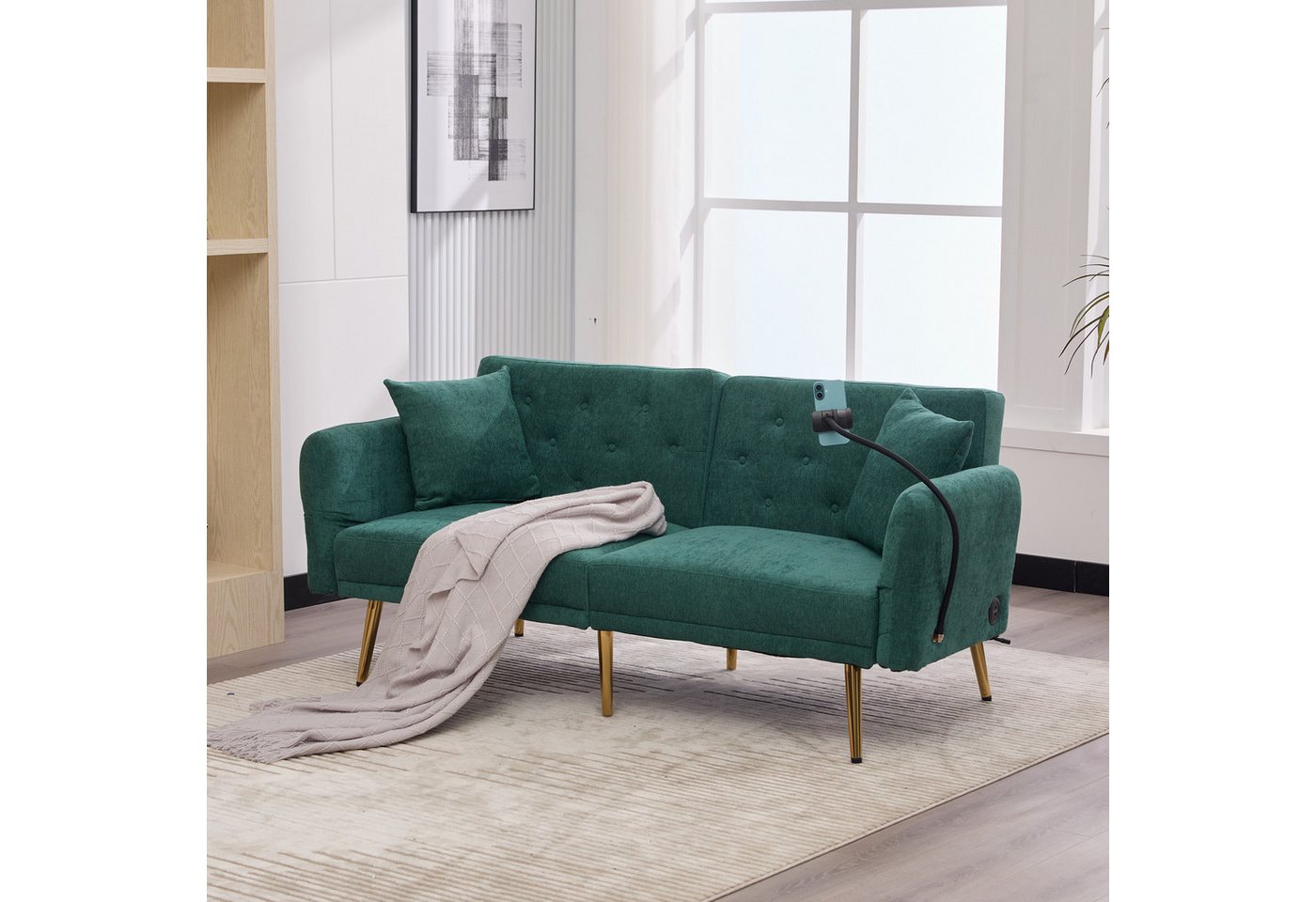 Odikalo 2-Sitzer Klappsofa Schlafsofa verstellbarer Rückenlehne, Multifunktionales Sofa-Bett für zwei Personen mit verstellbarer Rückenlehne, Handyhalter, Seitentasche, Metallbeinen – ein modernes Klappsofa als Sitzmöbel oder Gästebett. Odikalo 2-Sitzer Klappsofa Schlafsofa verstellbarer Rückenlehne, Multifunktionales Sofa-Bett für zwei Personen mit verstellbarer Rückenlehne, Handyhalter, Seitentasche, Metallbeinen – ein modernes Klappsofa als Sitzmöbel oder Gästebett. von Odikalo